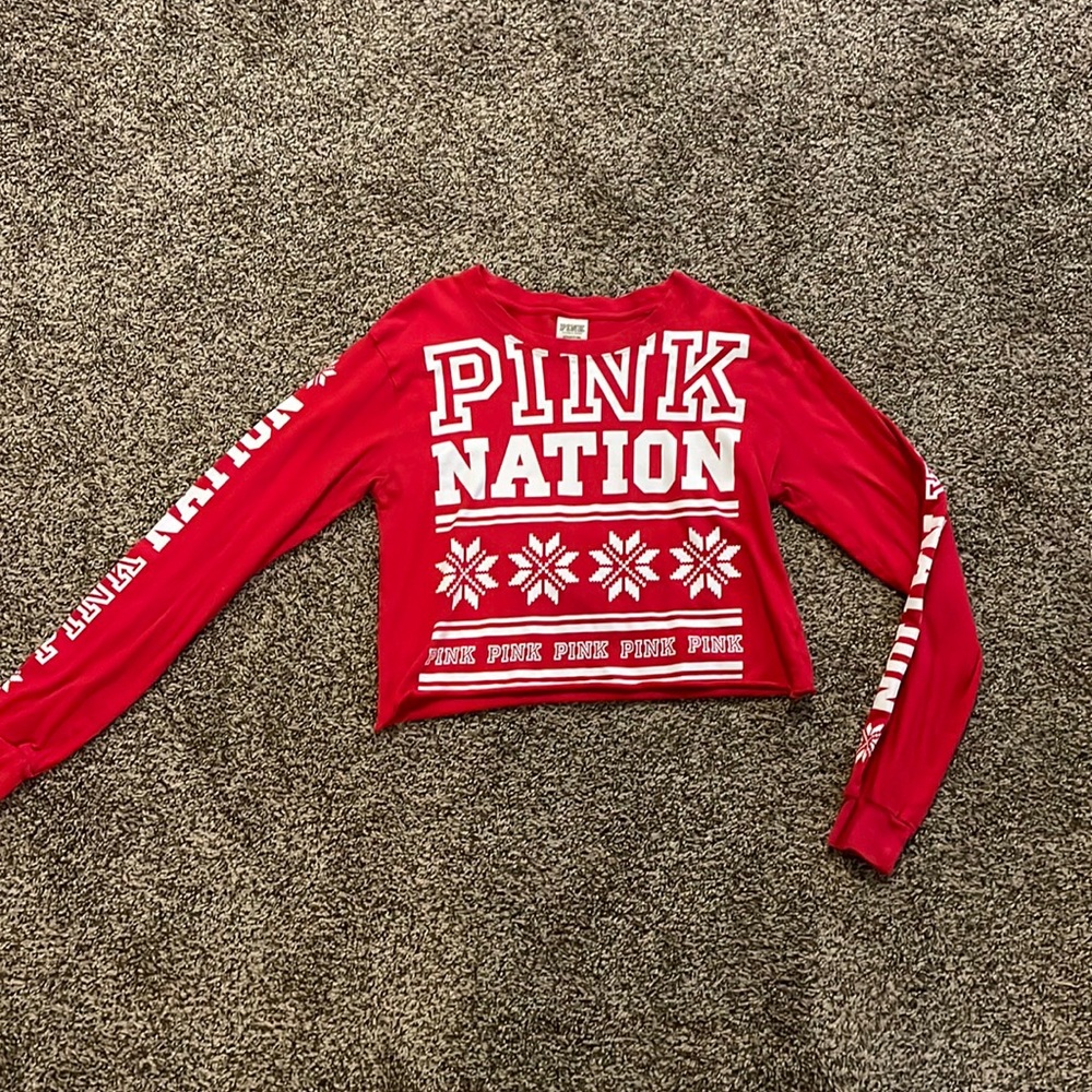 Victoria Secrets- “Pink Brand” Long sleeve crop Size Small